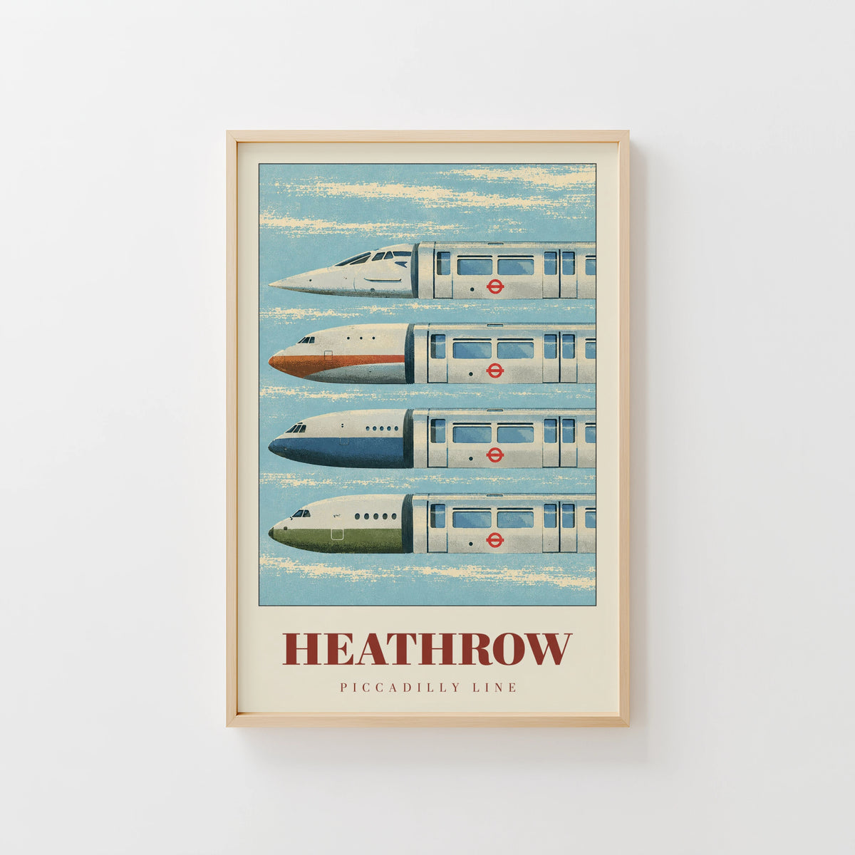 Vintage Heathrow Poster, Piccadilly Line London Print