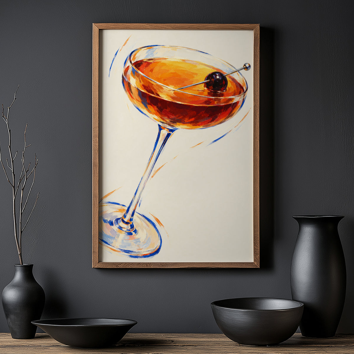 Vintage Cocktail Print Poster, Manhattan Bar Wall Art
