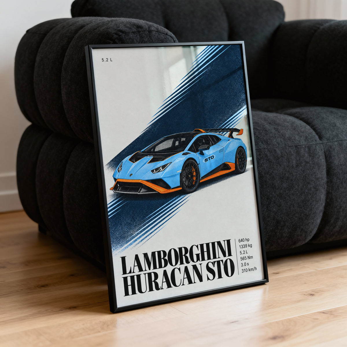 Vintage Lamborghini Huracan STO Print, Car Art