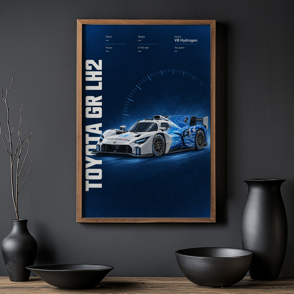 Vintage Toyota GR LH2 Print, Hydrogen Race Car Art
