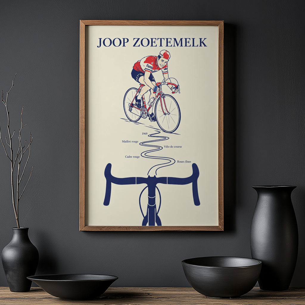 Vintage Joop Zoetemelk Cycling Poster, Retro Wall Art Print