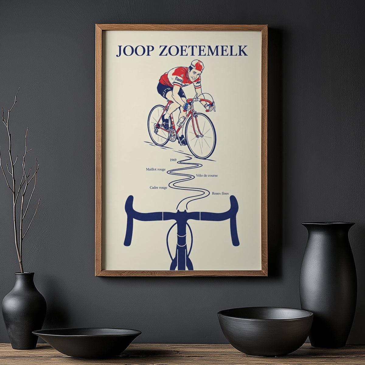 Vintage Joop Zoetemelk Cycling Poster, Retro Wall Art Print