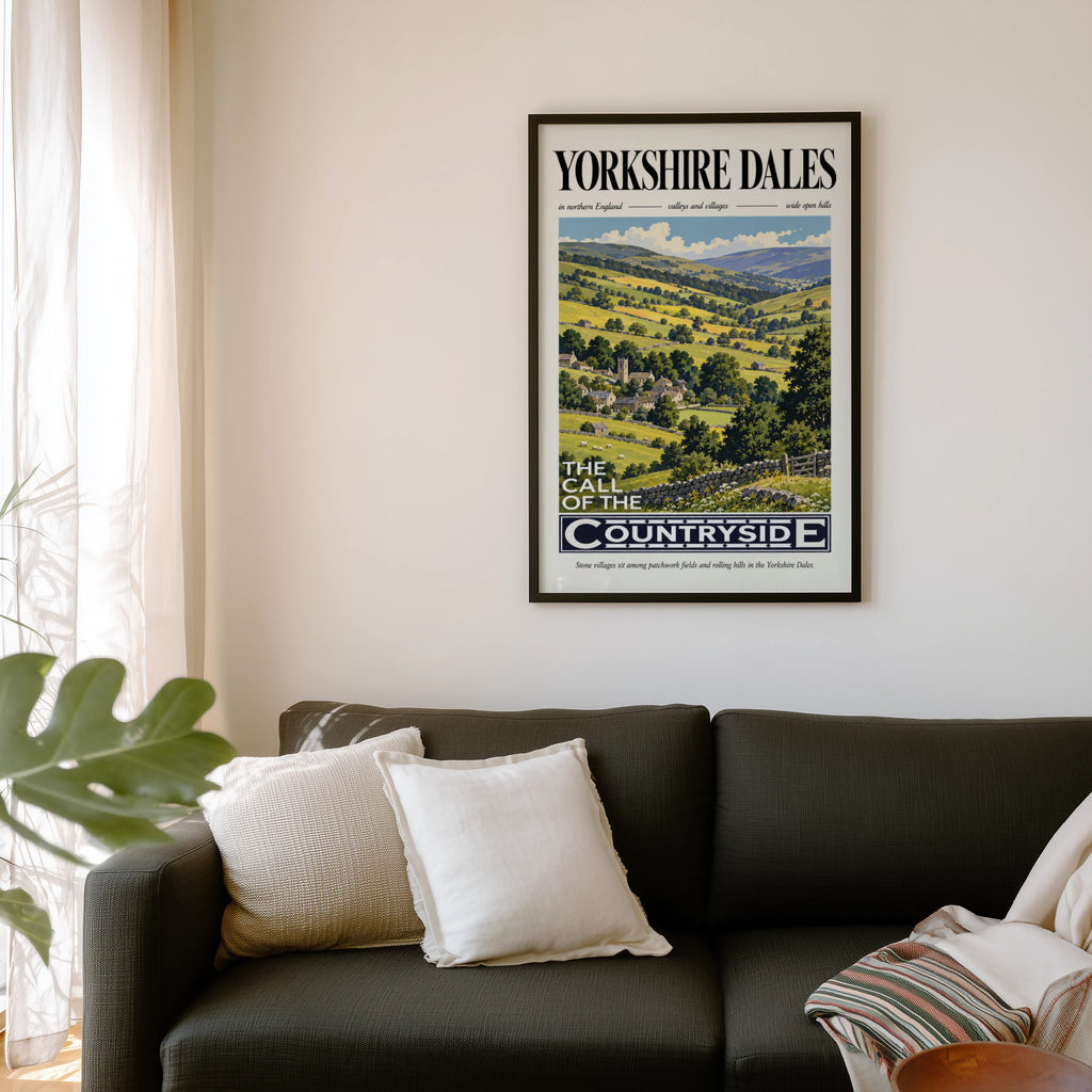 Vintage Yorkshire Dales Poster, Countryside Wall Art