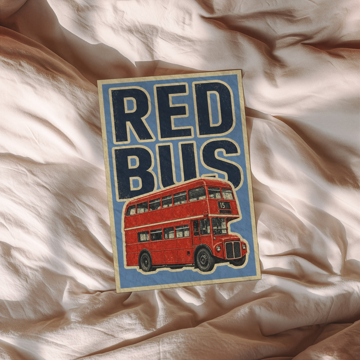 Vintage London Red Bus Poster, Double Decker Wall Art Print