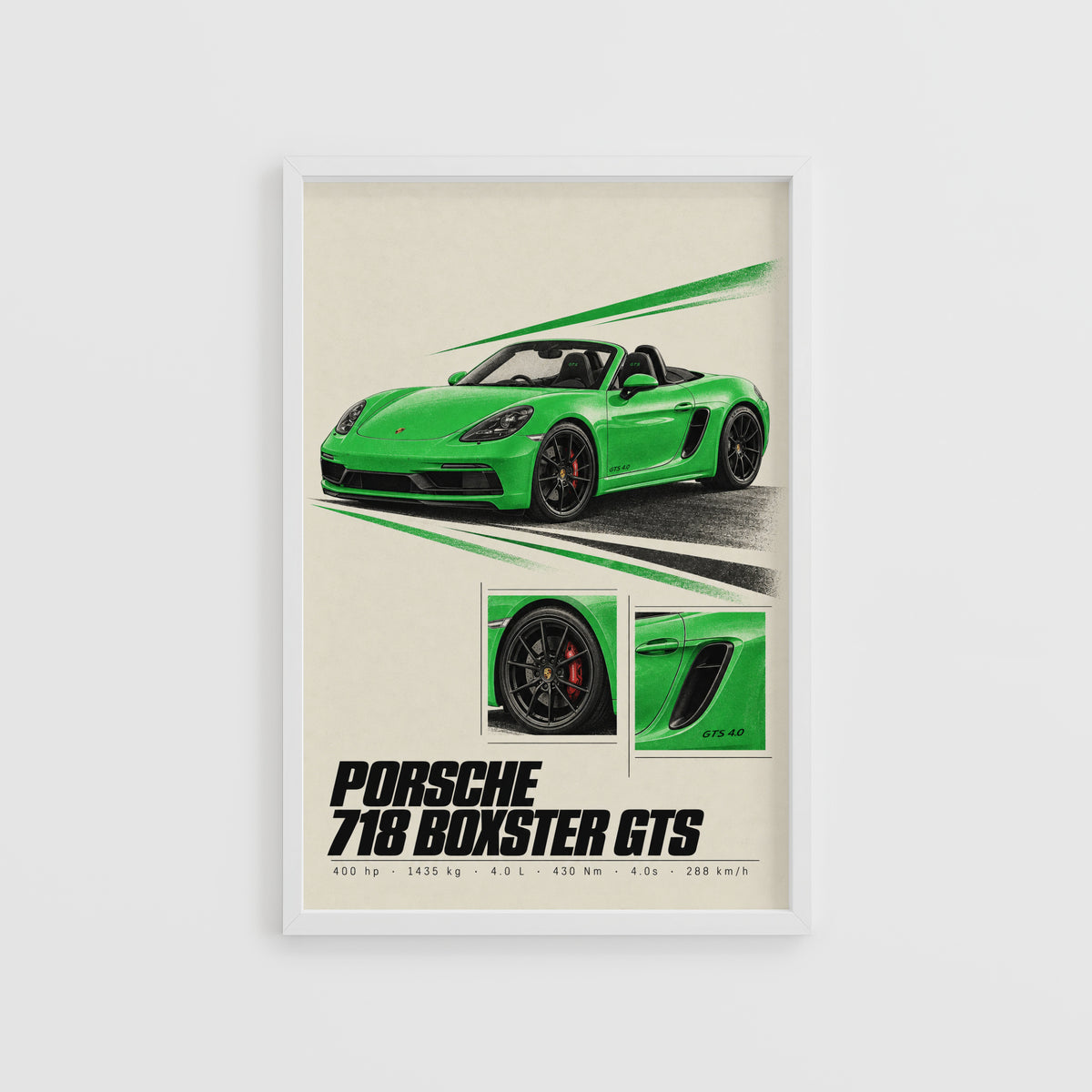 Vintage Porsche Boxster GTS Print, Car Wall Art