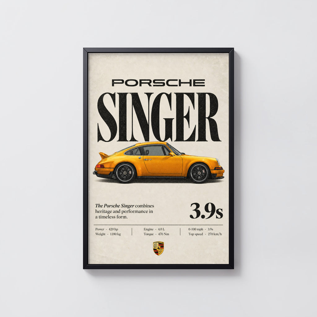 Vintage Porsche Singer Print, Car Poster, Wall Art