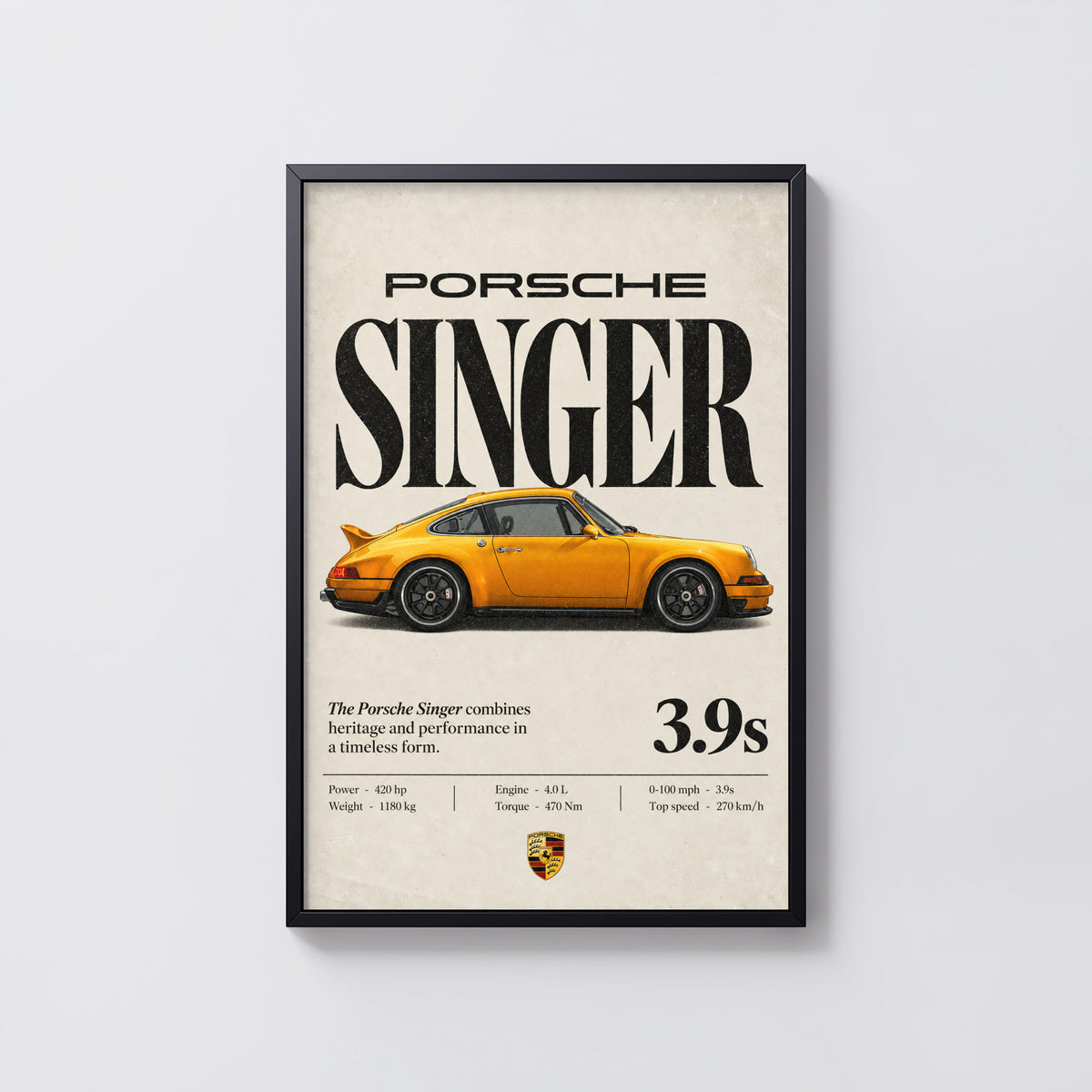 Vintage Porsche Singer Print, Car Poster, Wall Art
