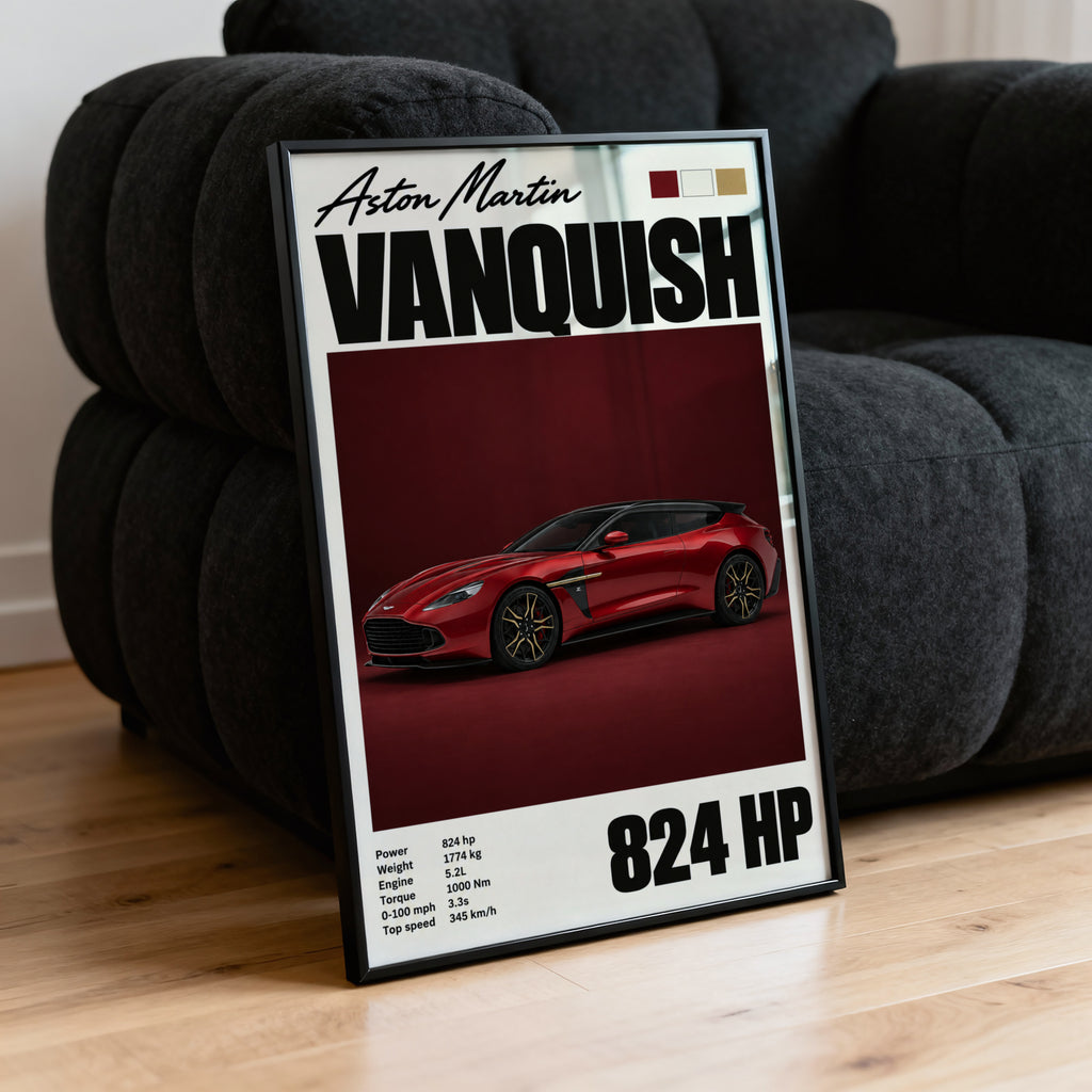 Vintage Aston Martin Vanquish Print, Car Wall Art