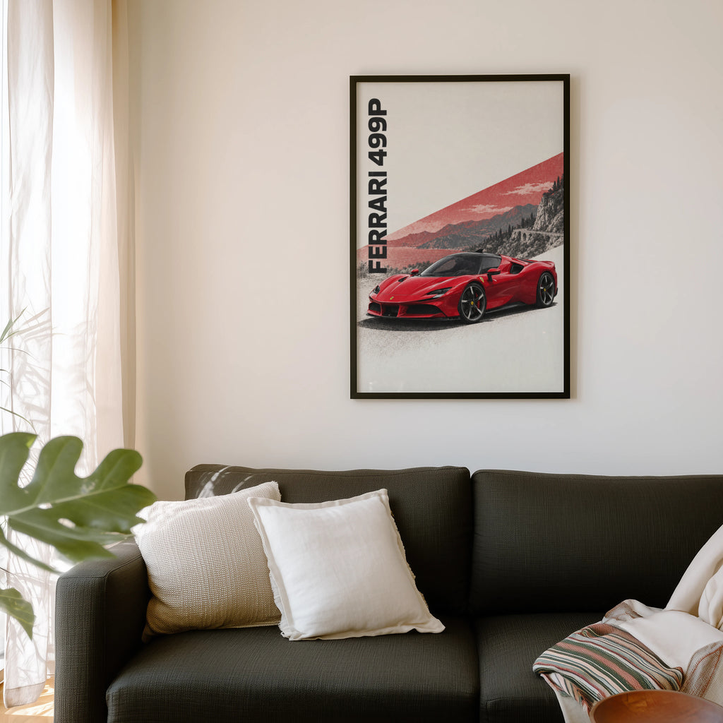 Vintage Ferrari 499P Print, Car Wall Art