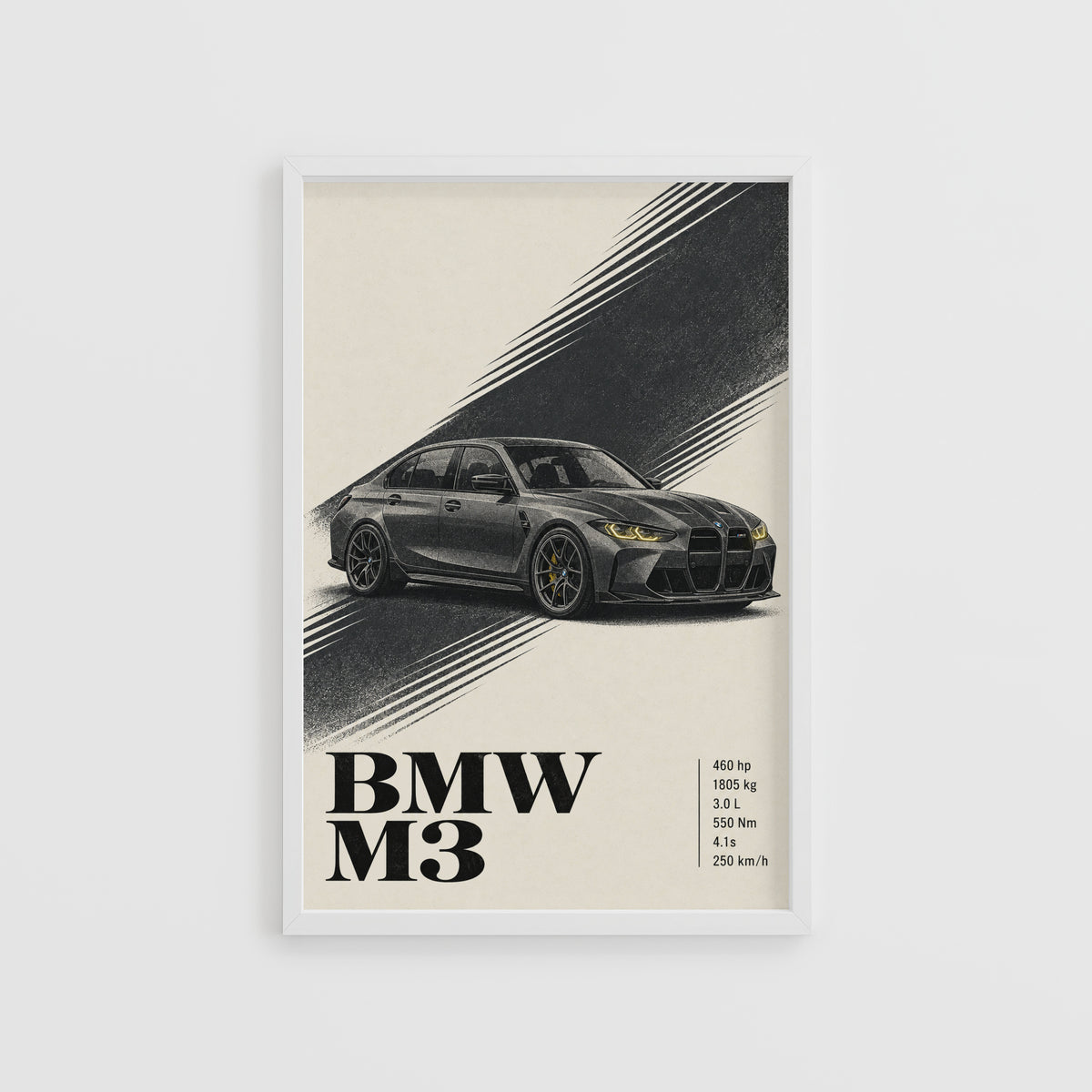Vintage BMW M3 Car Print, Garage Wall Art
