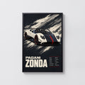 Vintage Pagani Zonda Print, Supercar Wall Art