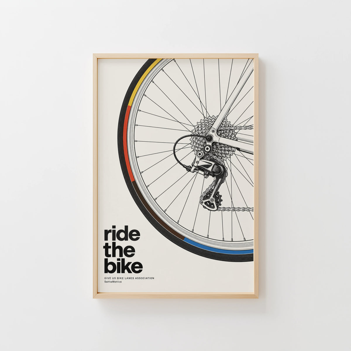 Vintage Cycling Poster, Bike Wheel Wall Art, Bicycle Print