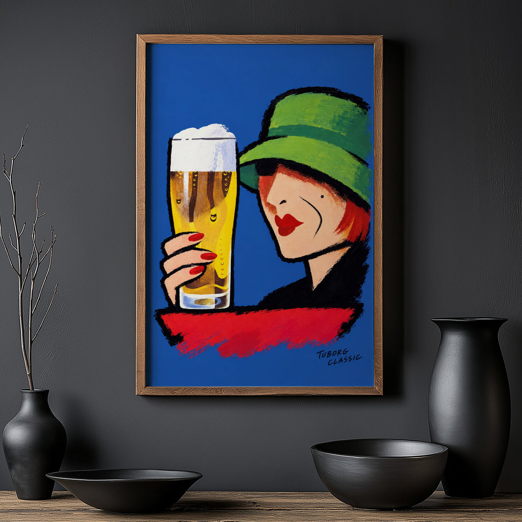 Vintage Tuborg Classic Beer Print, Poster, Bar Wall Art