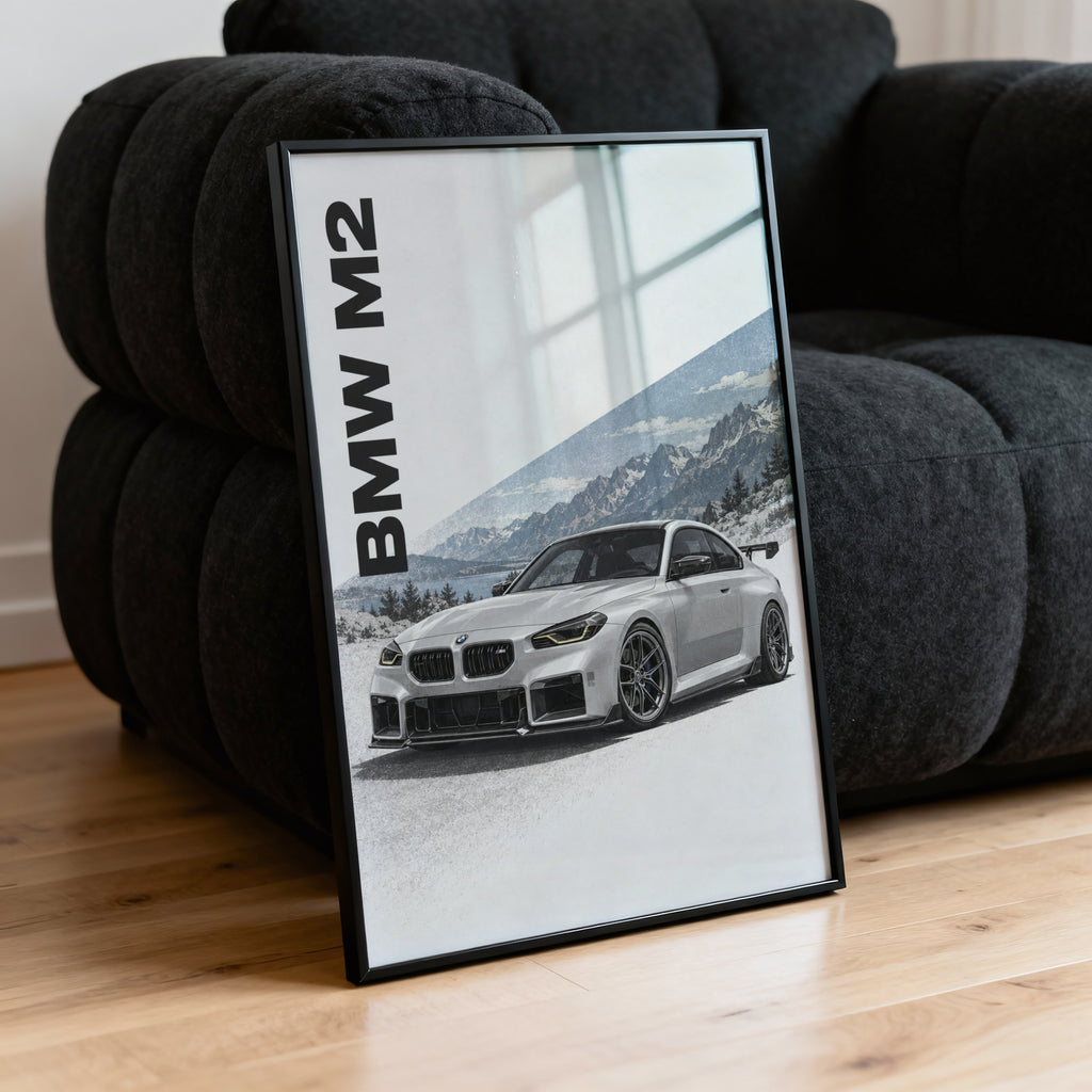 Vintage BMW M2 Print, Mountain Car Wall Art
