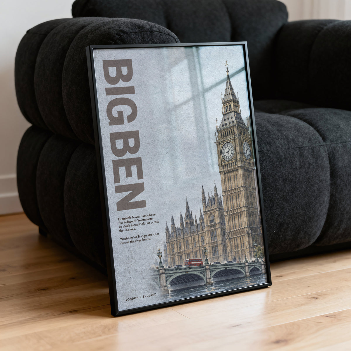Vintage Big Ben London Poster, Westminster Wall Art Print