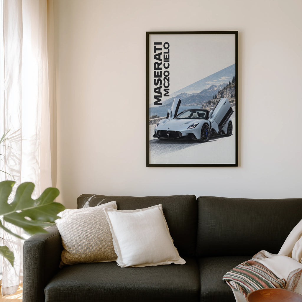 Vintage Maserati MC20 Cielo Print, Car Wall Art