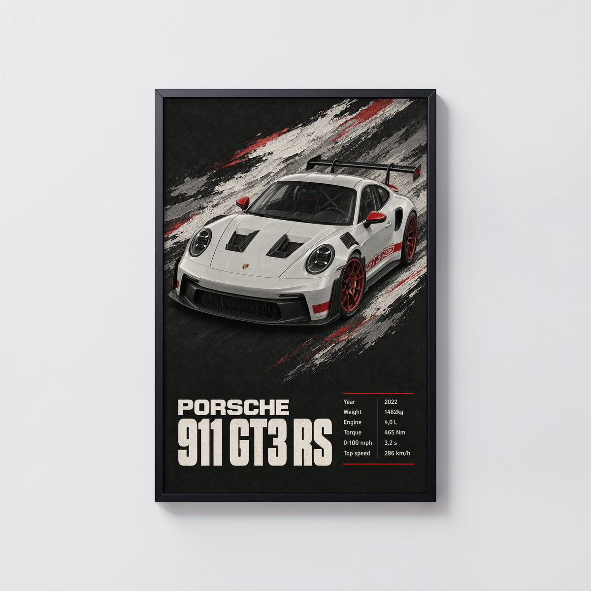 Vintage Porsche 911 GT3 RS Print, Car Poster, Wall Art