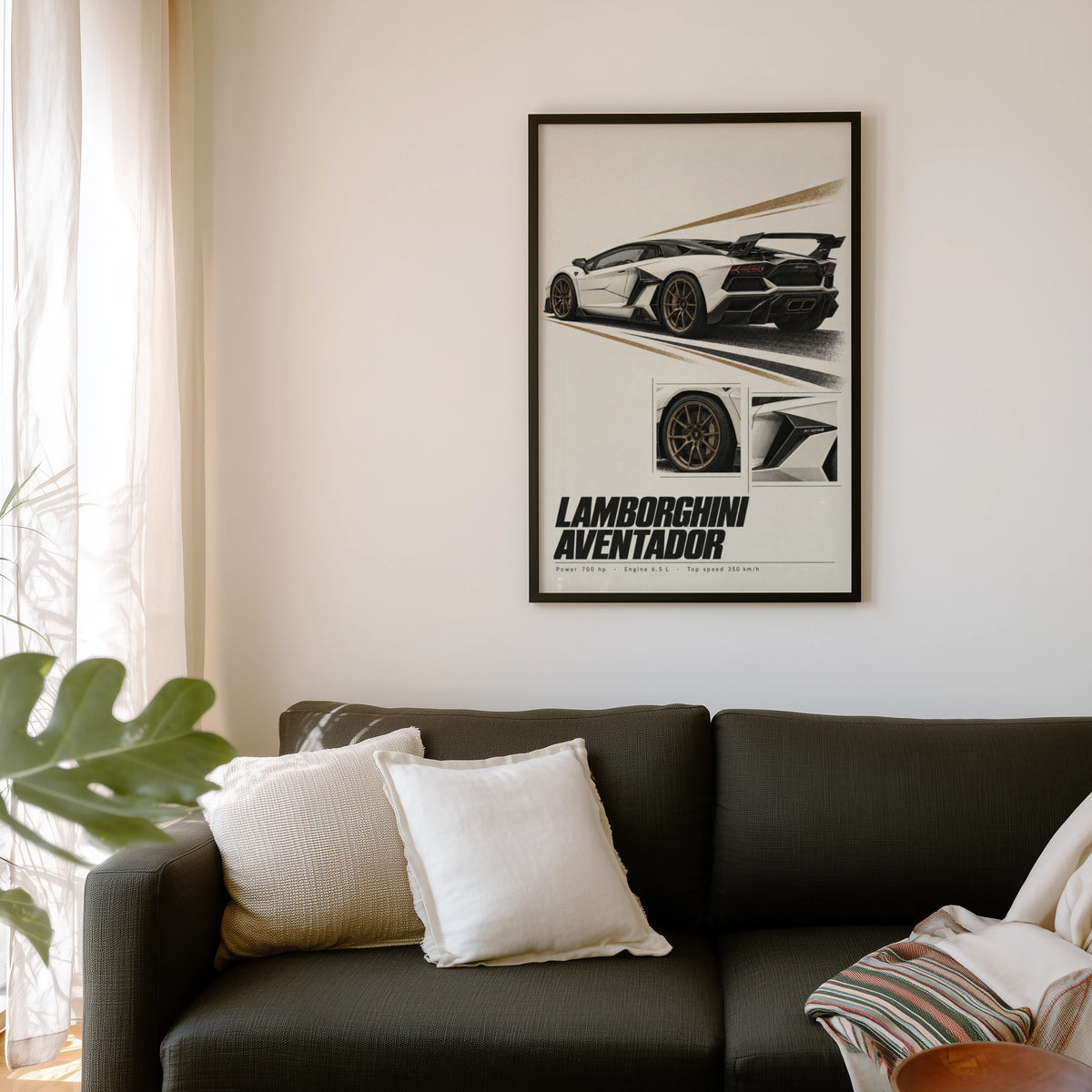 Vintage Lamborghini Aventador Print, Car Poster