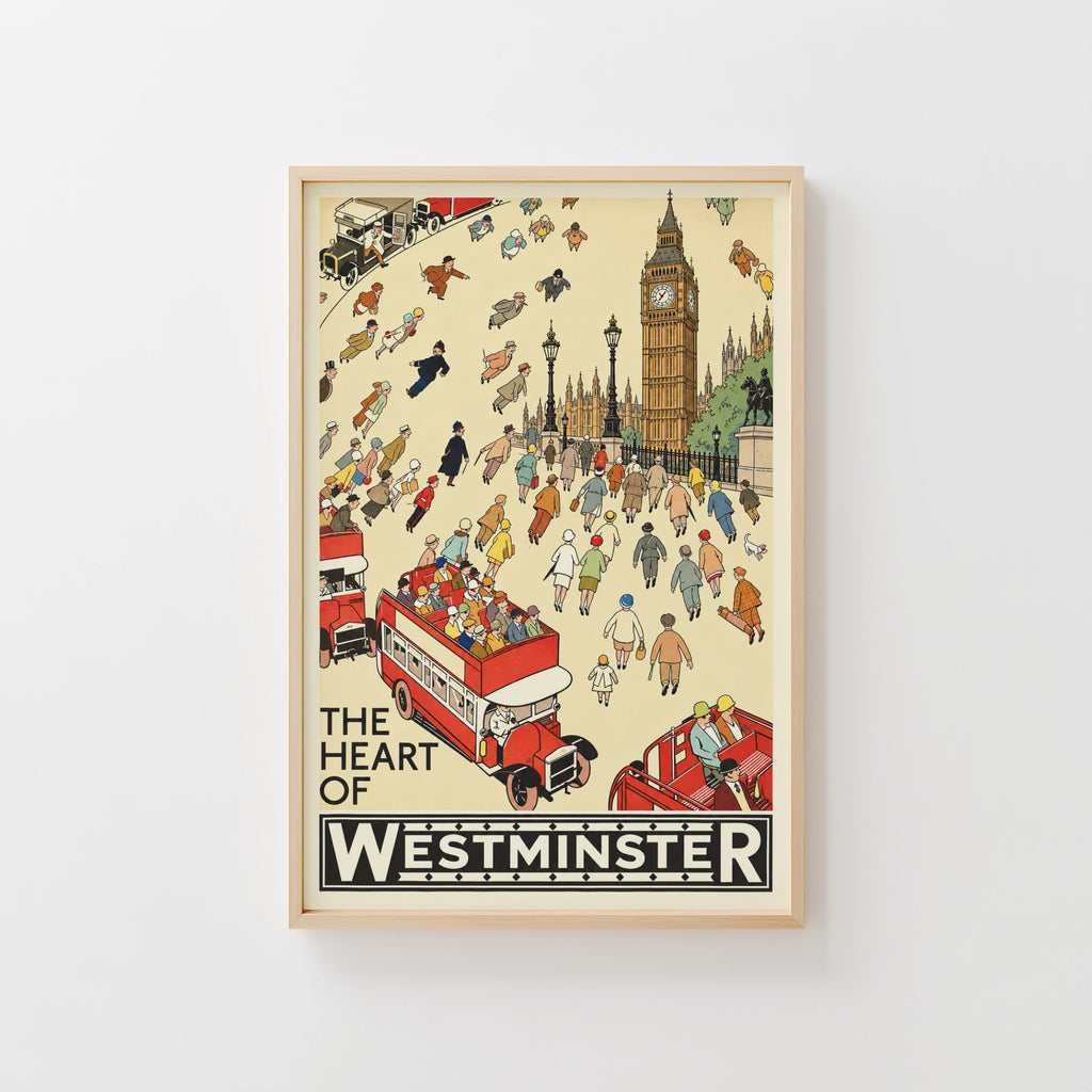Vintage Westminster Poster, Big Ben London Wall Art Print