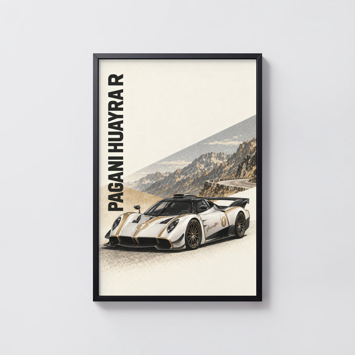 Vintage Pagani Huayra R Print, Car Poster, Wall Art