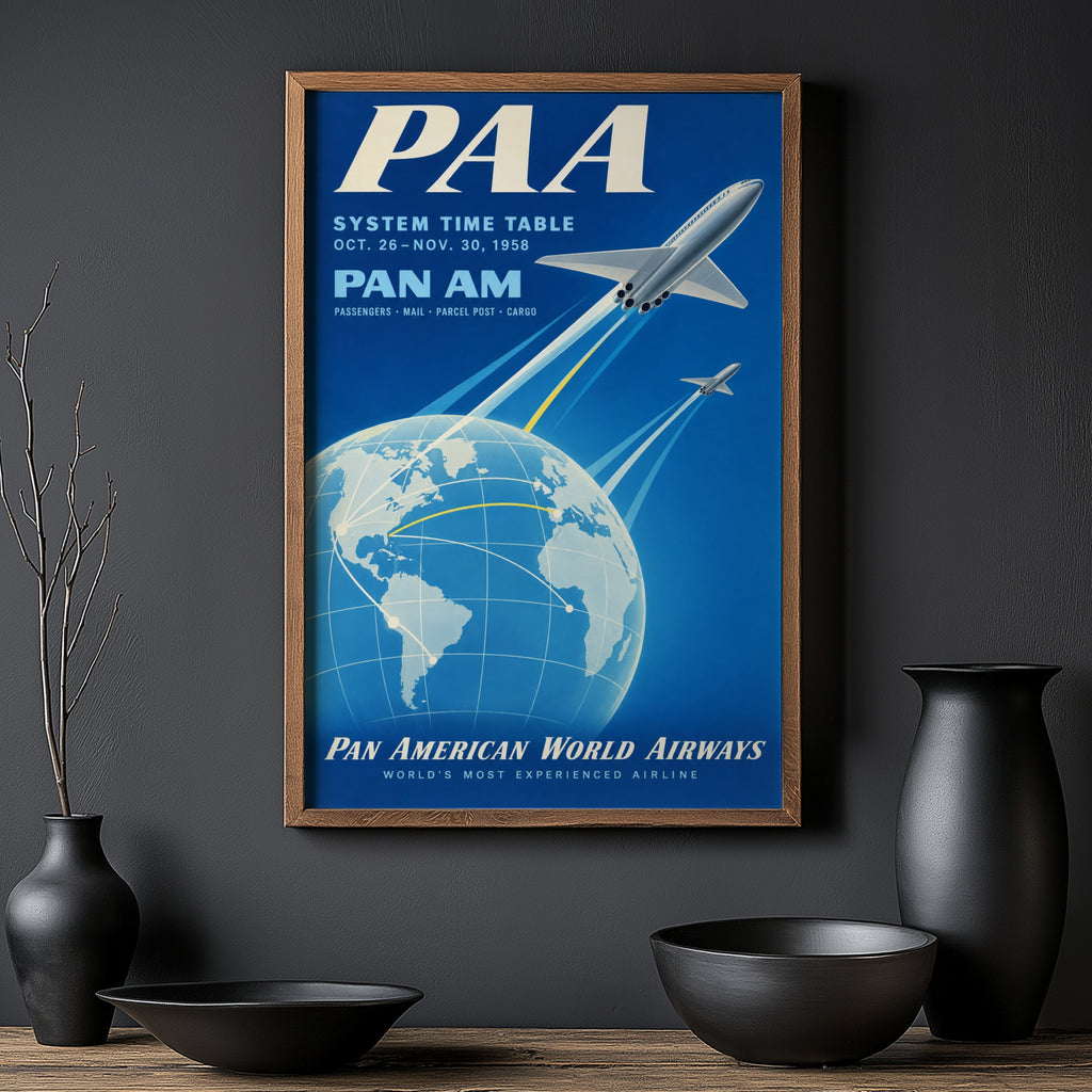 Vintage Pan Am Poster, Airline Wall Art, Aviation Print