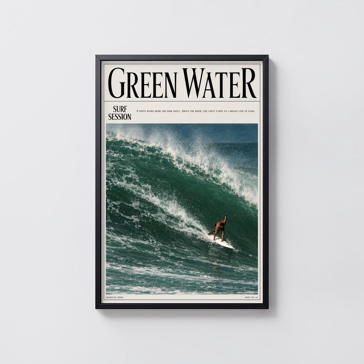 Vintage Green Water Surf Print, Surf Poster, Wave Art