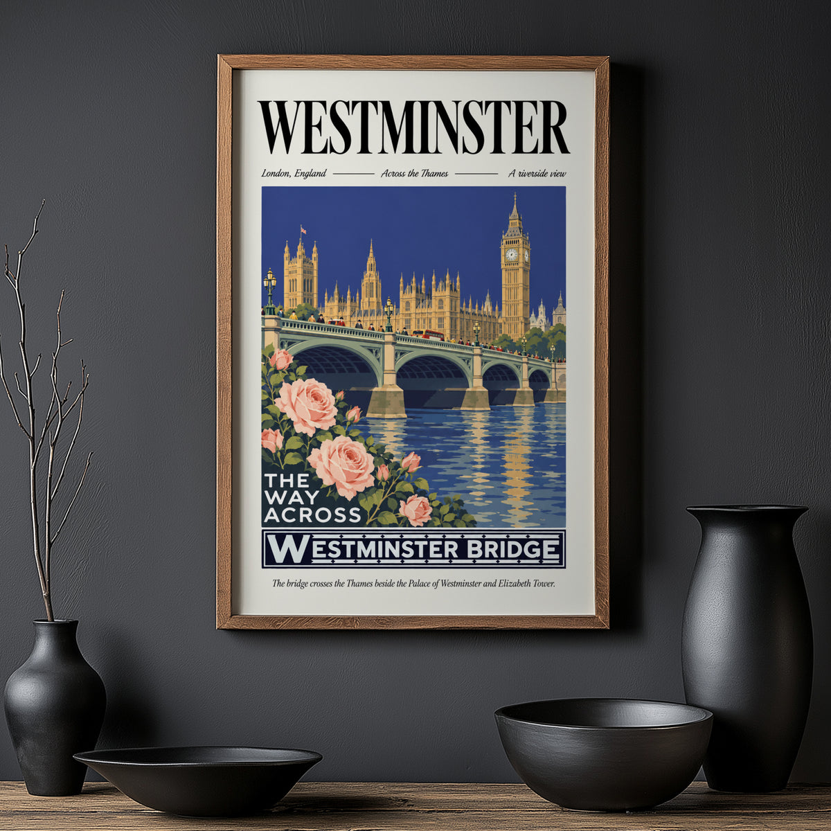 Vintage Westminster Bridge Poster, London Wall Art Print