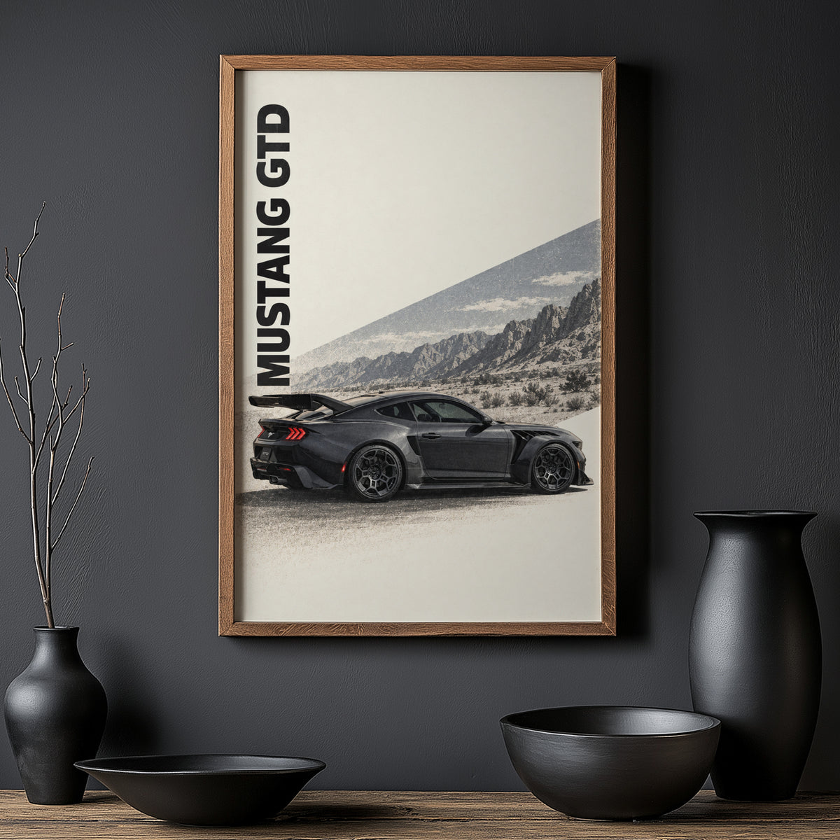 Vintage Mustang GTD Car Print, Garage Wall Art