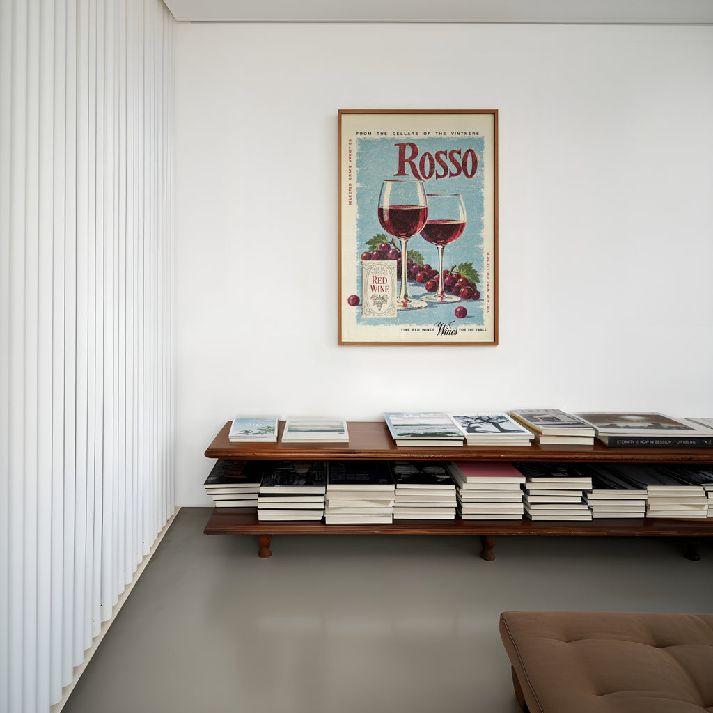 Vintage Rosso Red Wine Print Poster, Kitchen Wall Art