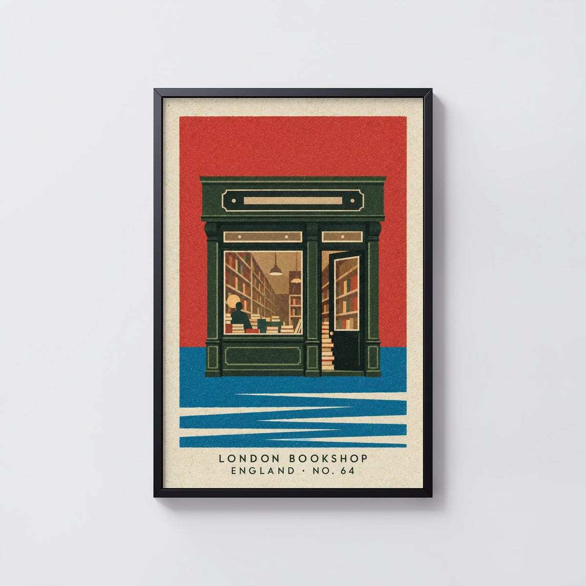 Vintage London Bookshop Poster, Bookstore Wall Art, Print
