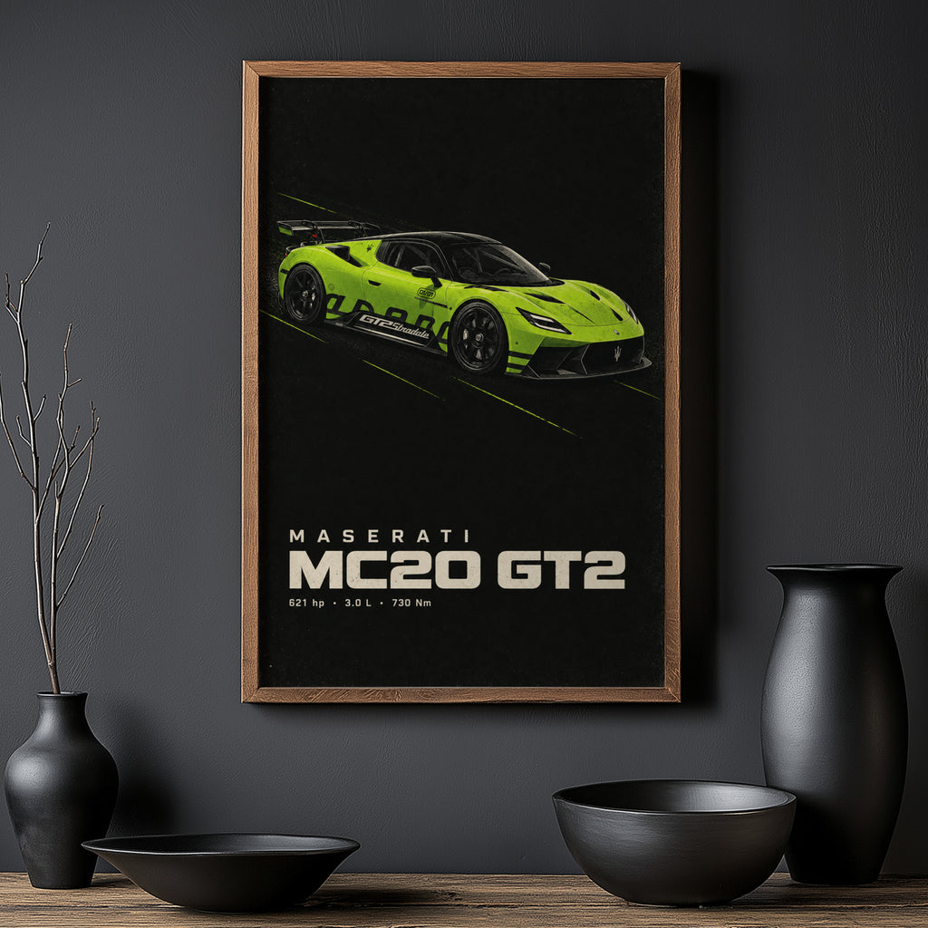 Vintage Maserati MC20 GT2 Print, Race Car Wall Art