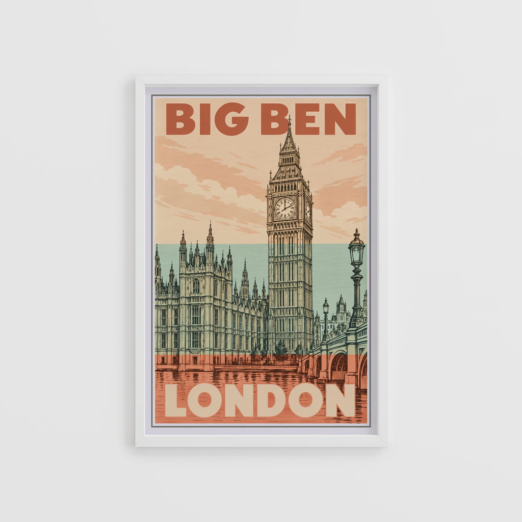 Vintage Big Ben London Poster, Retro Wall Art, Print