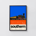 Vintage Steam Locomotive Print Poster, Retro Railway Art