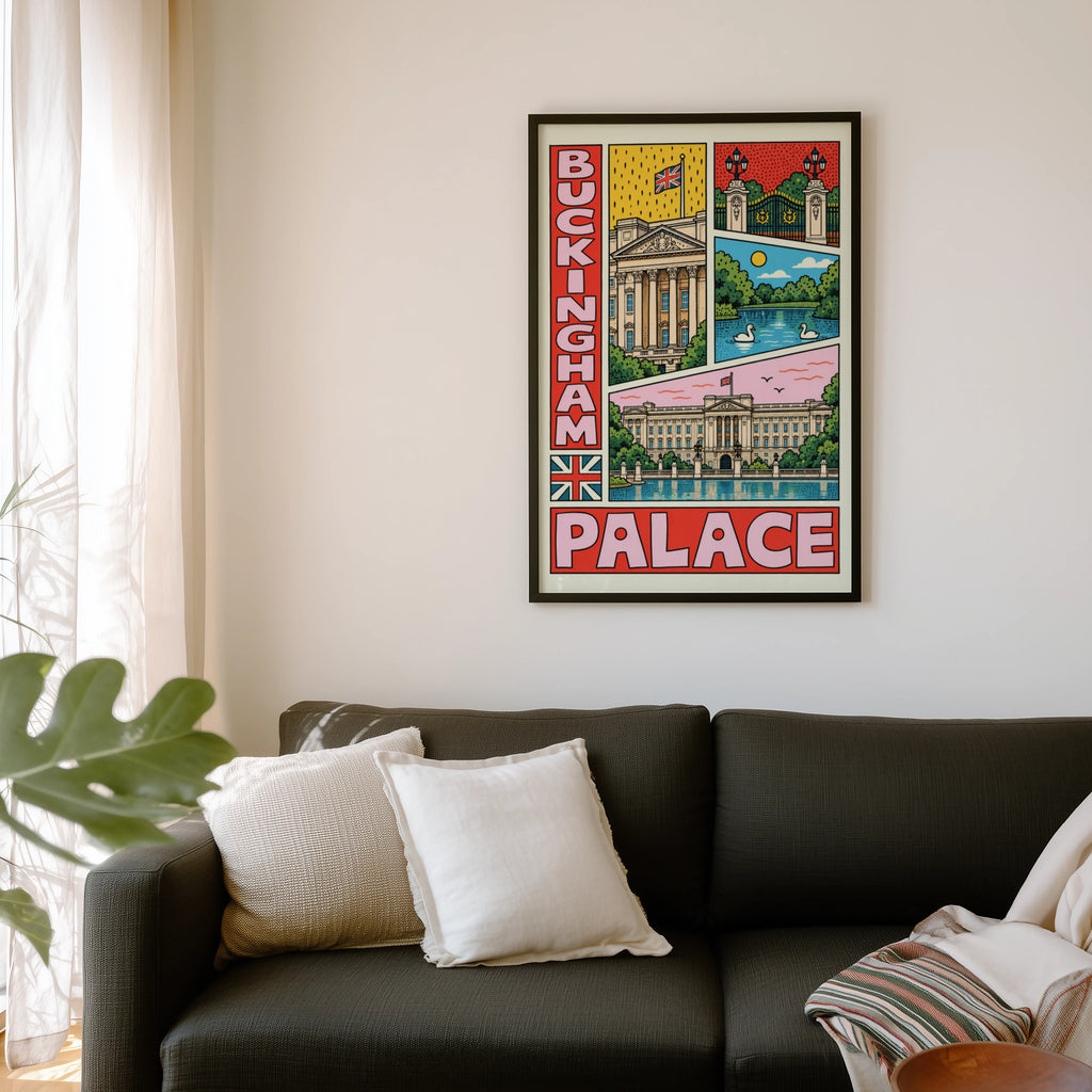 Vintage Buckingham Palace Poster, London Wall Art Print