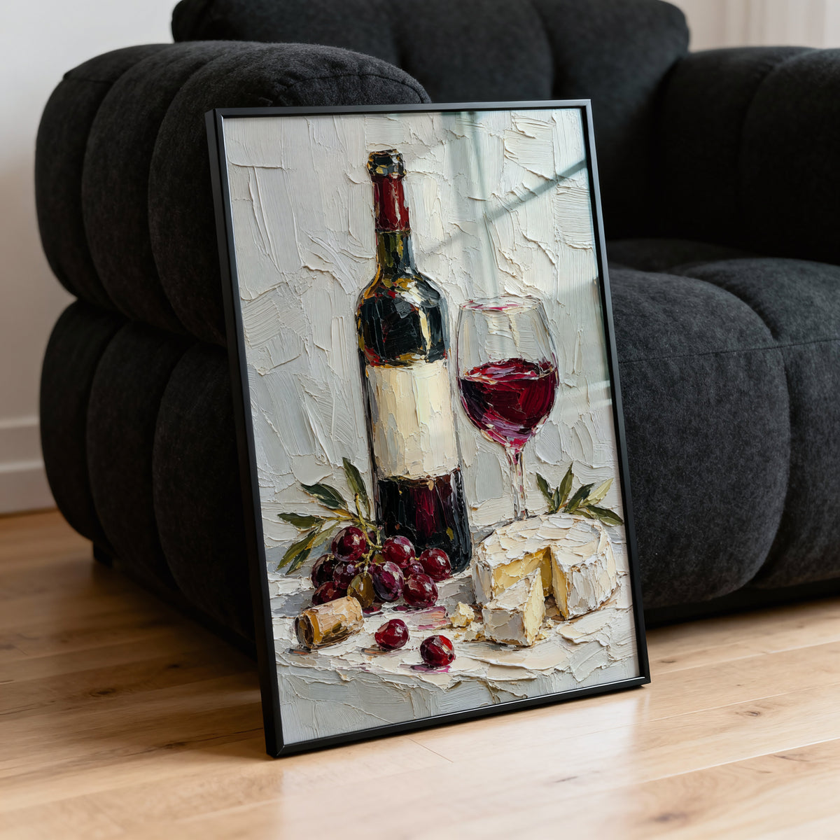 Vintage Wine Print Poster, Red Wine & Cheese Wall Art