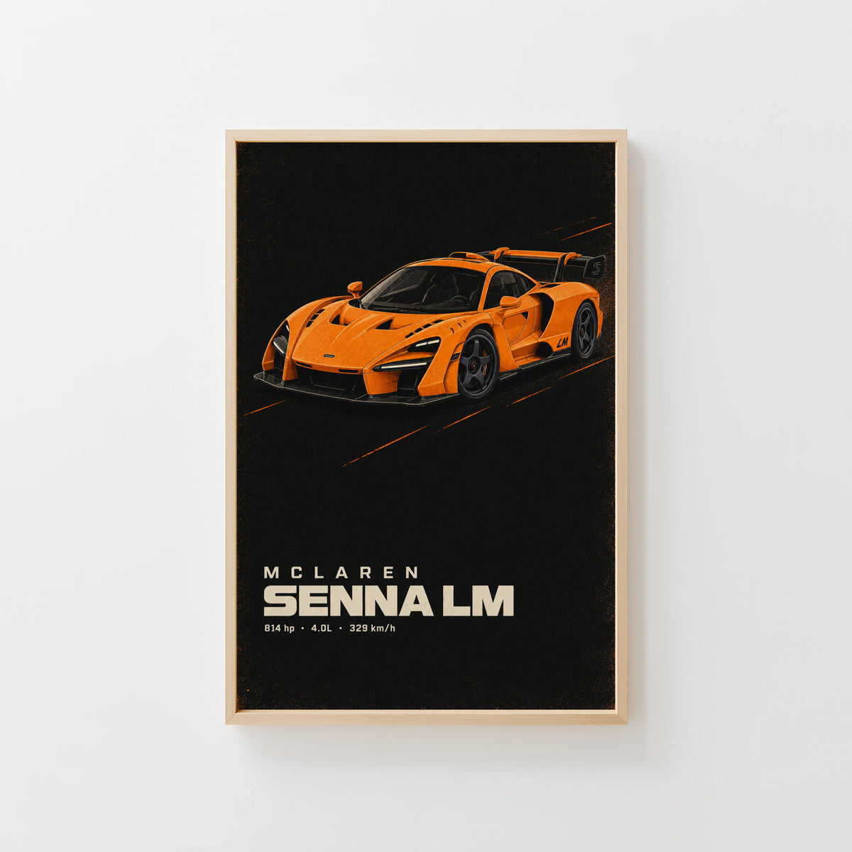 Vintage McLaren Senna LM Print, Supercar Wall Art
