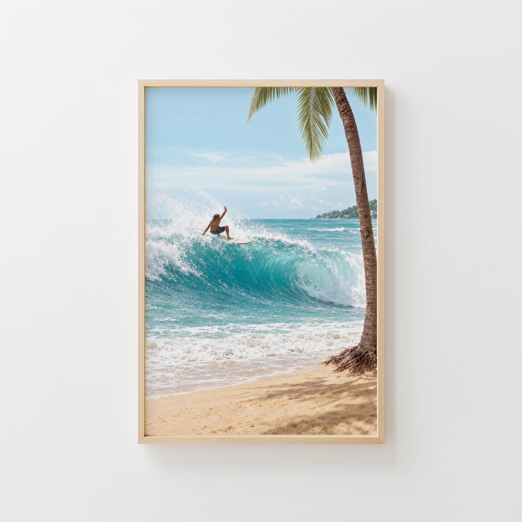 Vintage Surf Print, Surfer Poster, Tropical Beach Wall Art