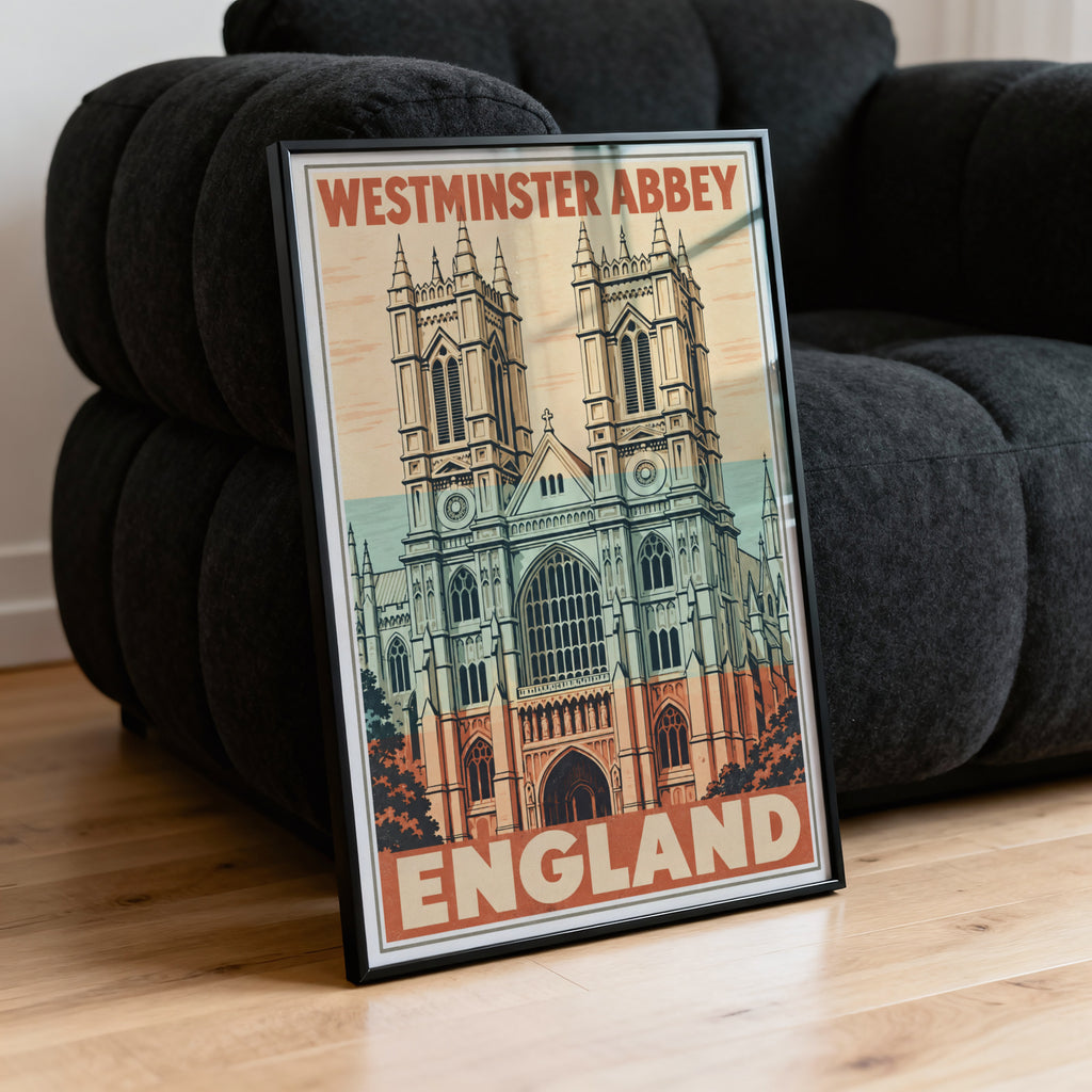 Vintage Westminster Abbey Poster, London Wall Art, Print
