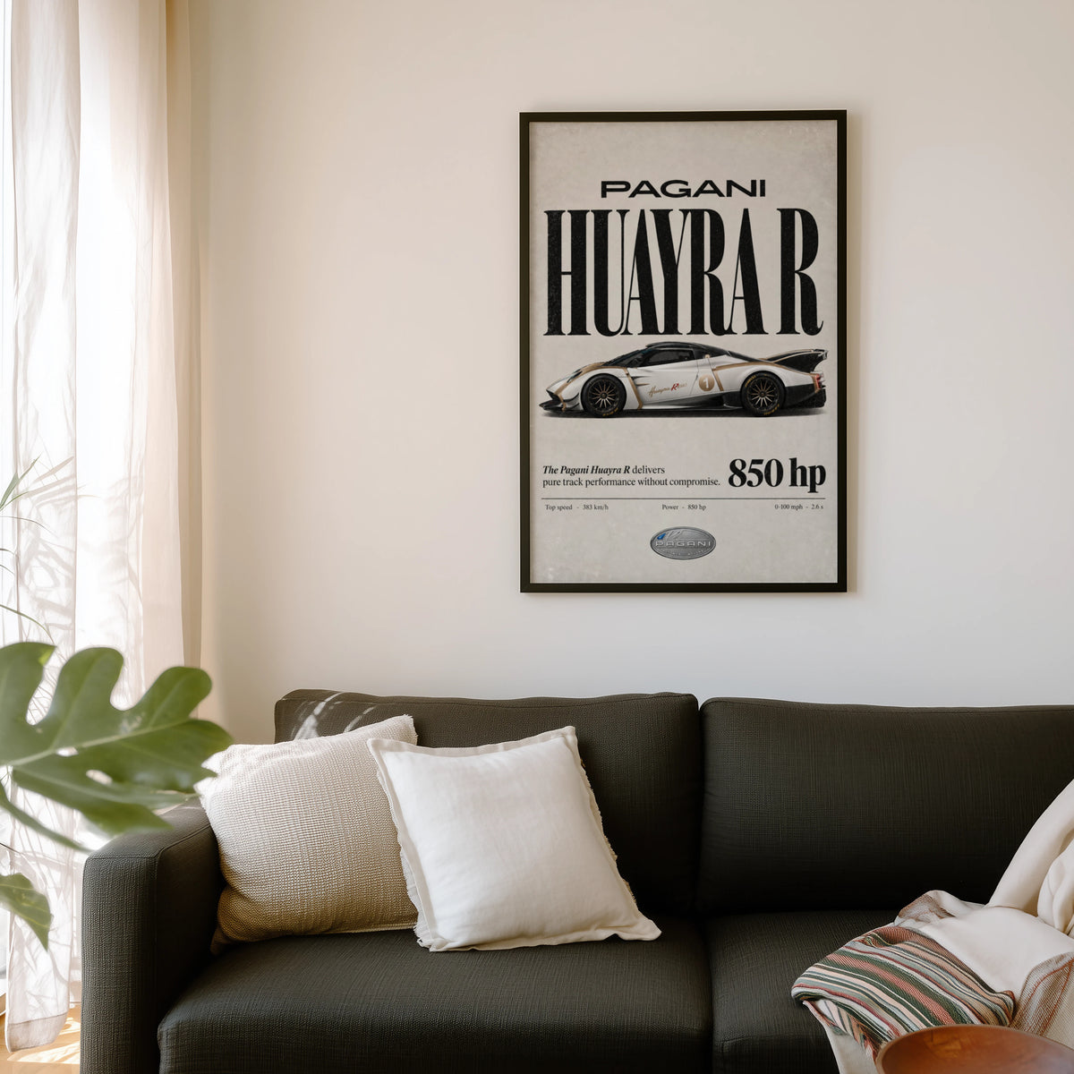 Vintage Pagani Huayra R Print, Supercar Wall Art