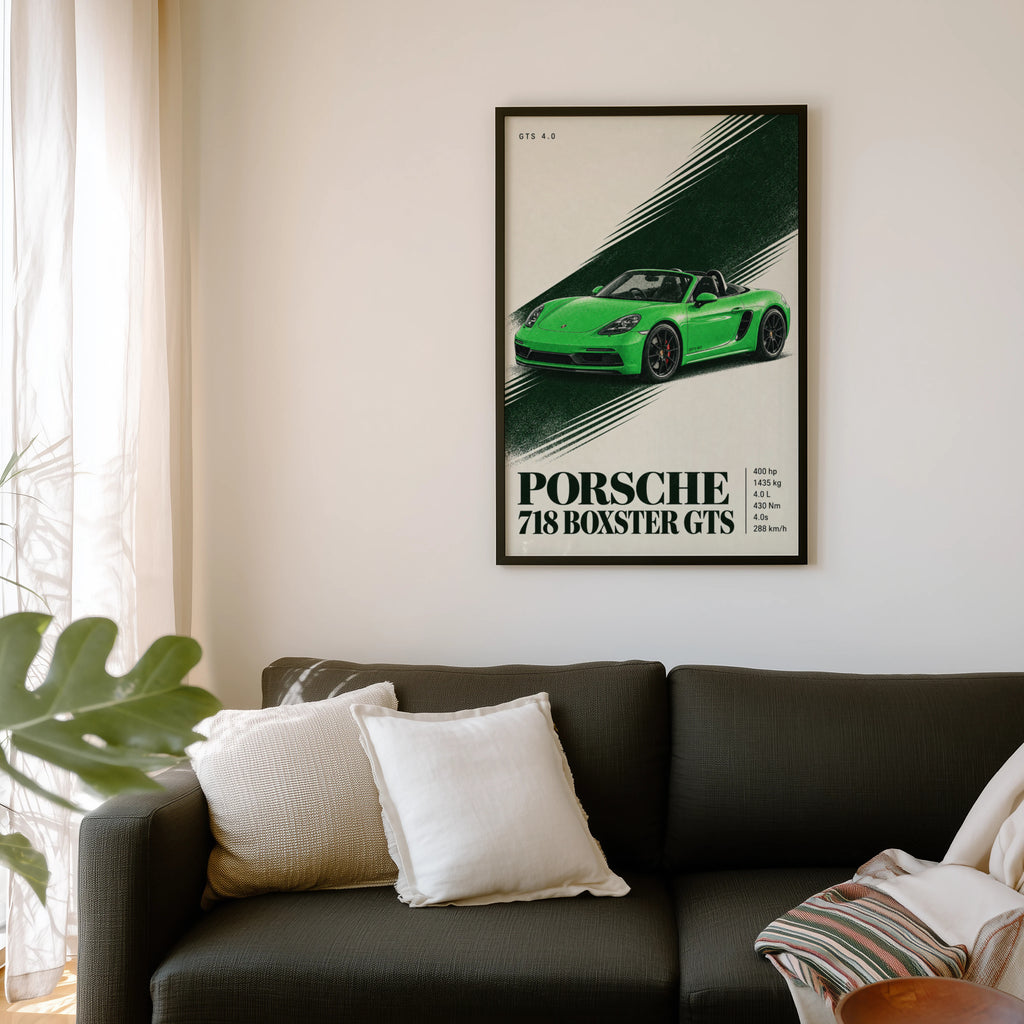 Vintage Porsche 718 Boxster GTS Print, Car Wall Art
