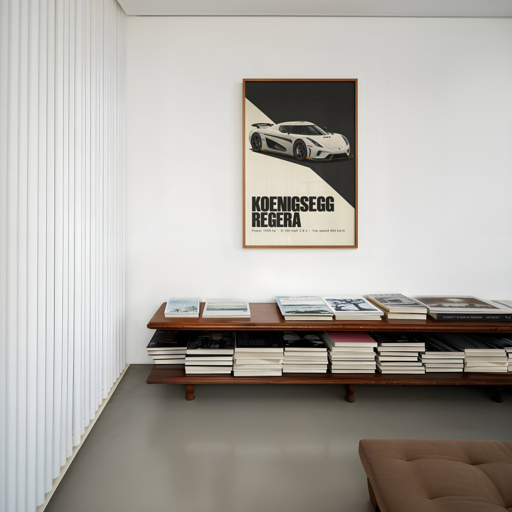 Vintage Koenigsegg Regera Print, Supercar Wall Art