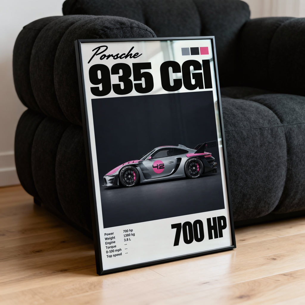 Vintage Print, Porsche 935 Racing Car Wall Art