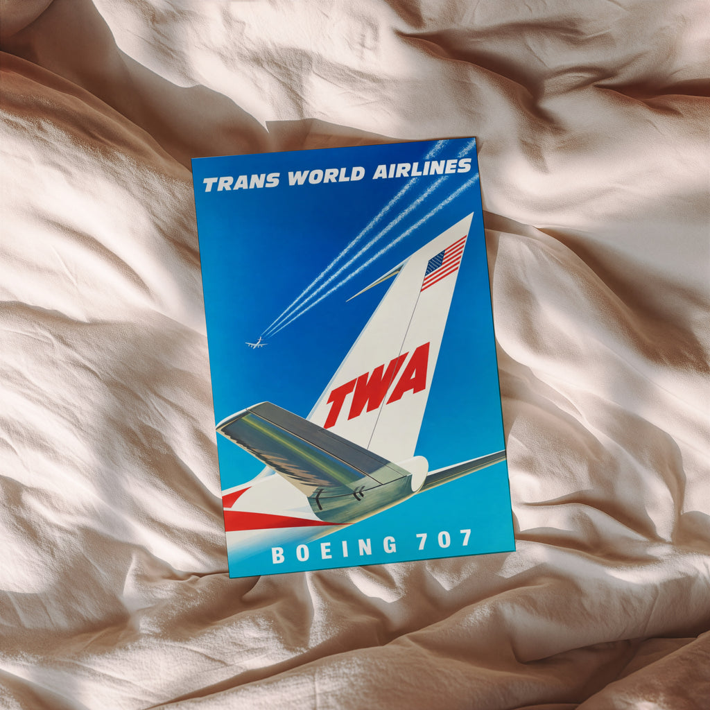 Vintage TWA Boeing 707 Poster, Aviation Wall Art, Print