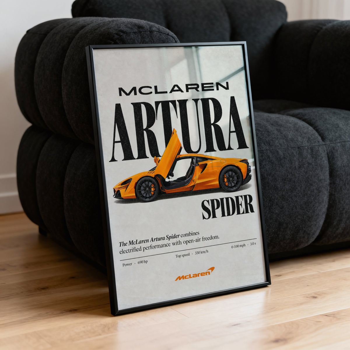 Vintage McLaren Artura Spider Print, Supercar Art