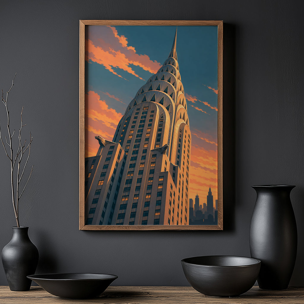 Vintage Chrysler Building Poster, Art Deco Wall Art