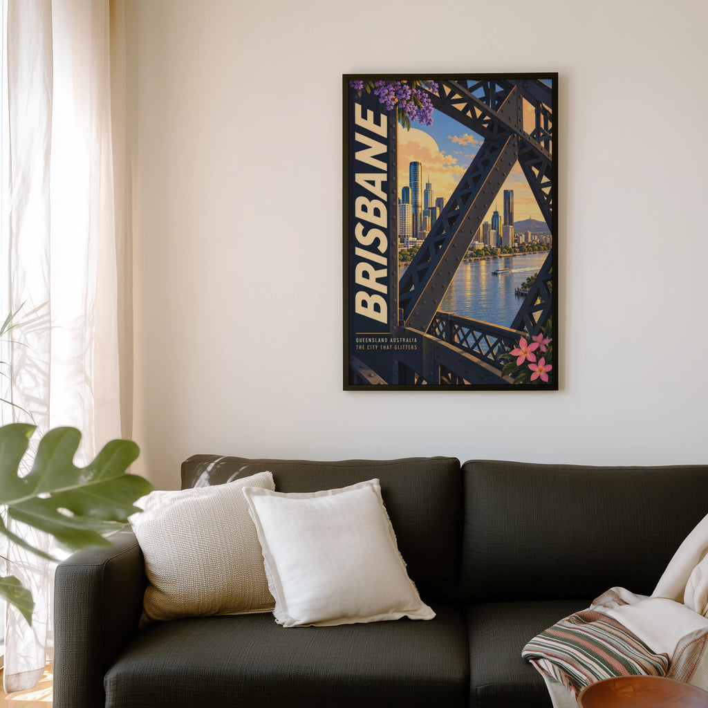 Vintage Brisbane Poster, Story Bridge Wall Art
