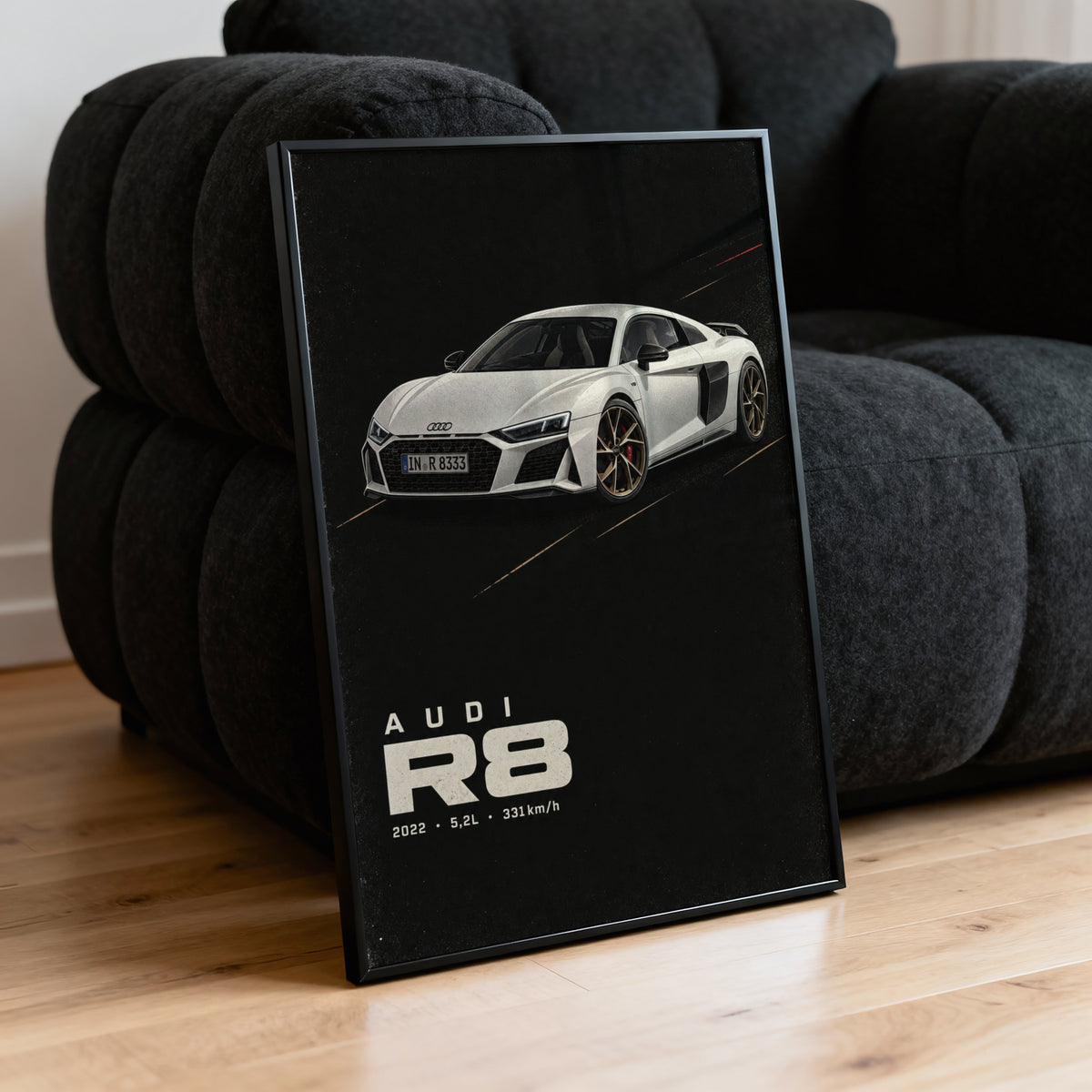 Vintage Audi R8 Print, Car Poster, Supercar Wall Art