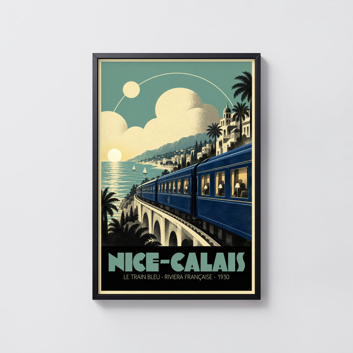 Vintage Le Train Bleu Print Poster, Riviera Wall Art