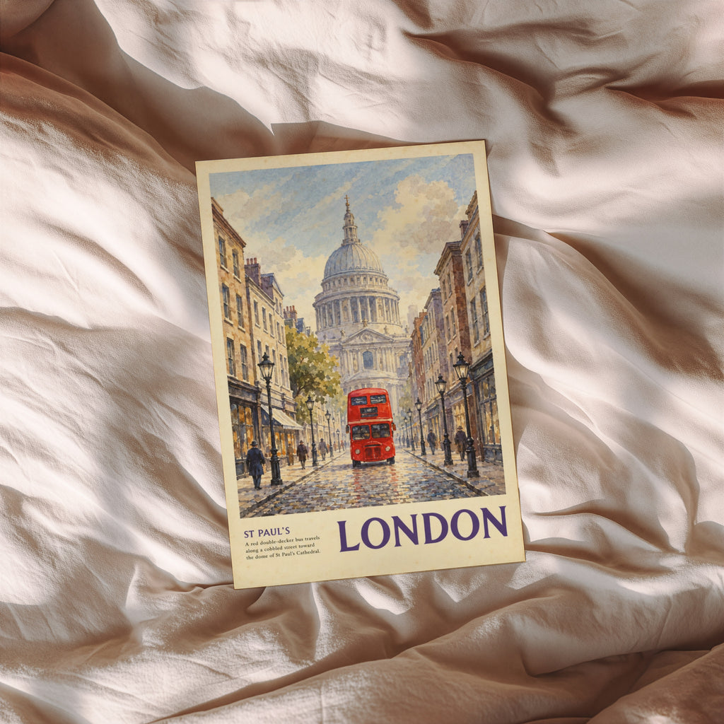 Vintage London Poster, St Paul's Cathedral Wall Art