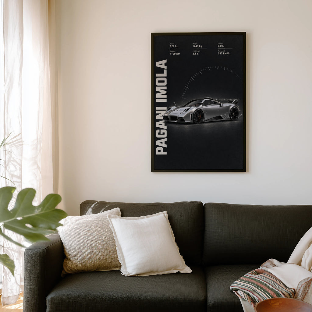 Vintage Pagani Imola Print, Supercar Wall Art